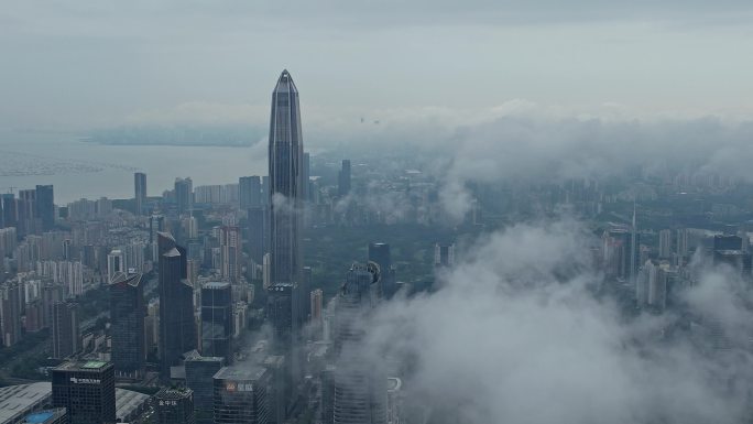 城市建筑云海 平流雾