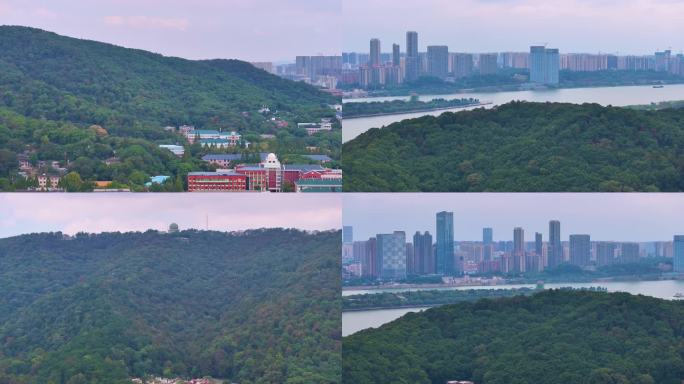 湖南长沙岳麓山风景名胜区航拍岳麓区城市风