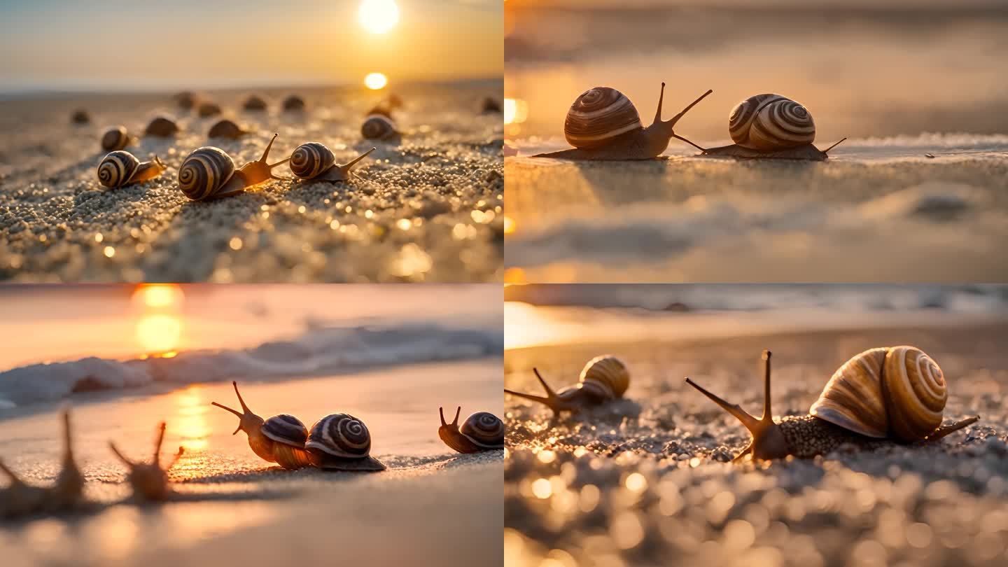 唯美沙滩上的蜗牛