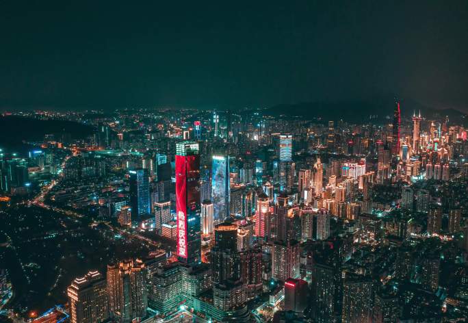 深圳城市绝美夜景 航拍 延时