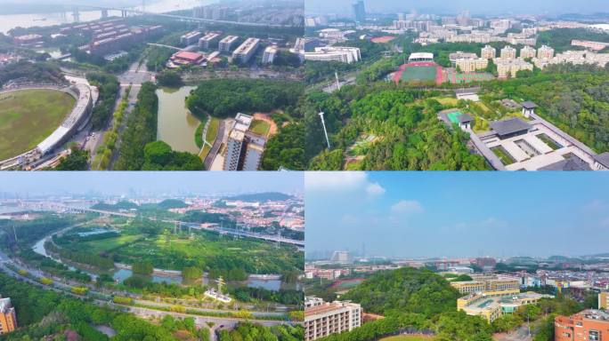 广州大学城航拍校园广州番禺区广东城市风景