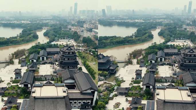 竖屏广州海珠区广州文化馆航拍