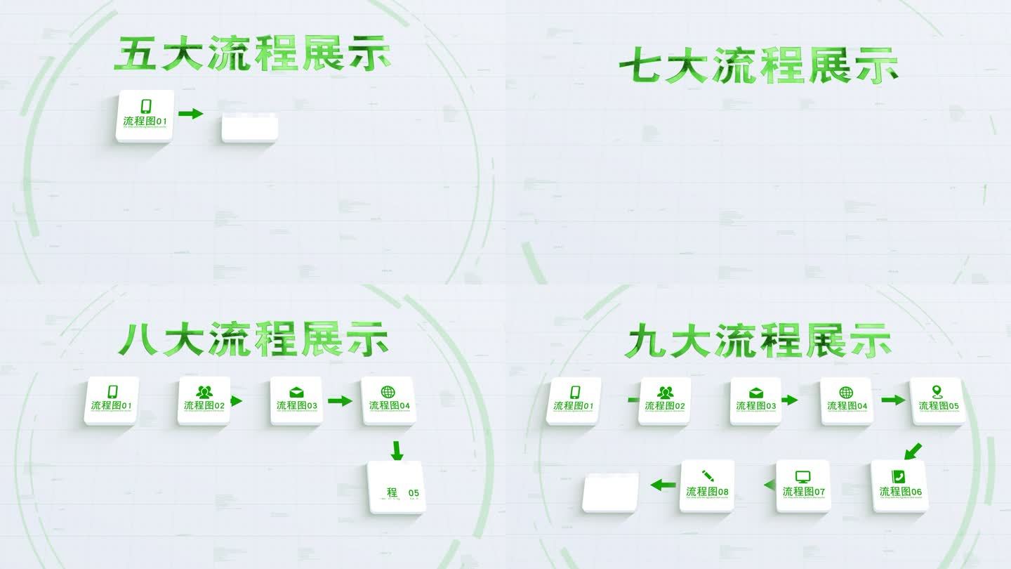 简洁绿色分类流程环保项目生态流程-无插件