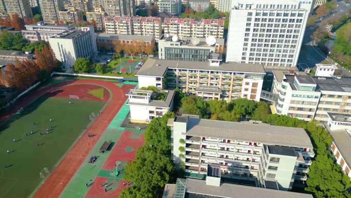 杭州学军中学西溪校区风景航拍