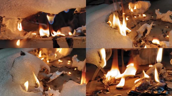 塑料燃烧溶化燃烧塑料效果火焰泡沫着火