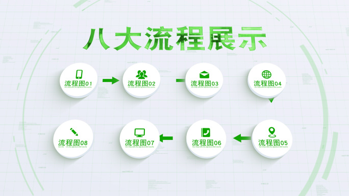 8大绿色分类简洁流程环保生态流程-无插件