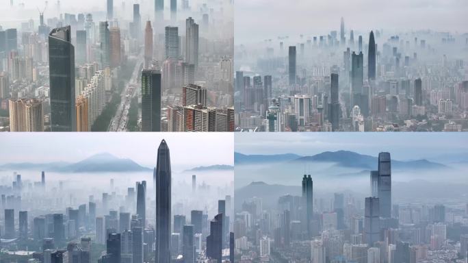 深圳城市天际线低空平流雾