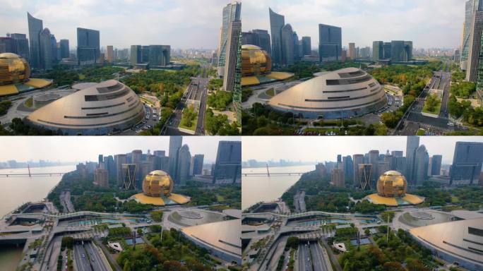 杭州钱江新城市民中心风景航拍