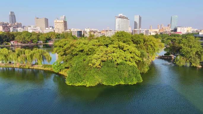 江西南昌八一公园八一广场航拍城市风景风光