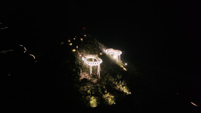 台州温岭石塘对戒观景平台夜景航拍