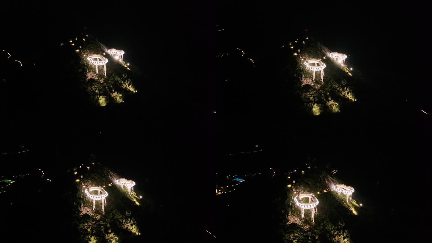 台州温岭石塘对戒观景平台夜景航拍