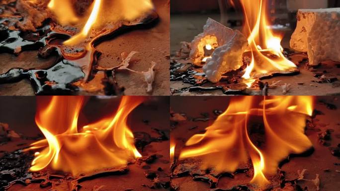 烧毁的塑料化学品污染环境融化火焰销毁毒害