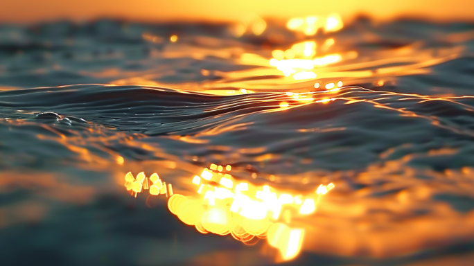 水面波纹 波光粼粼 水波纹  金色阳光