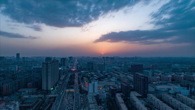 航拍长春卫星广场卫星路长春大学车流延时