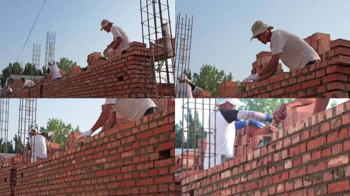建筑工人砌墙