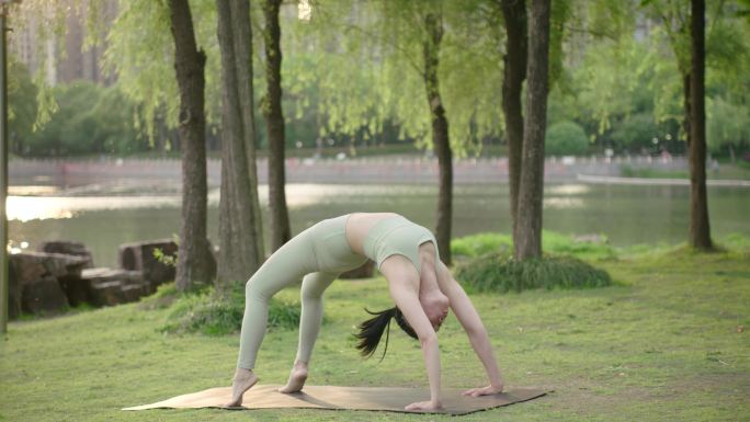 瑜伽户外美女瑜伽瑜伽教练普拉提运动锻炼