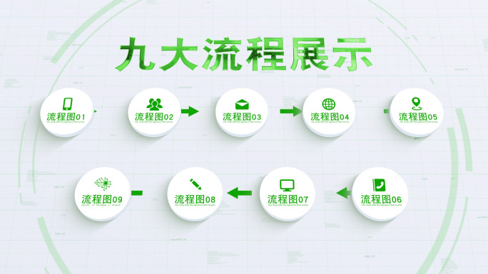 9大绿色分类简洁流程环保生态流程-无插件