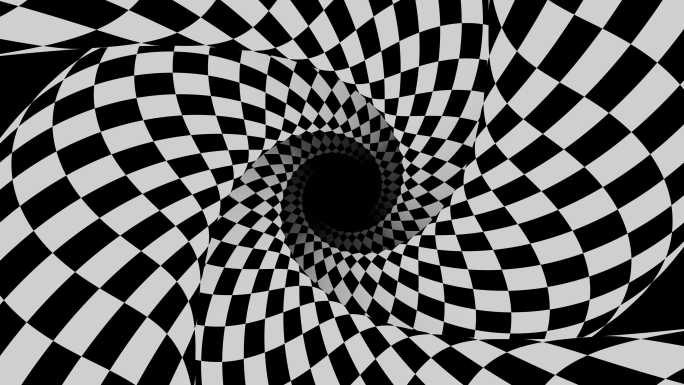 旋转的黑白棋盘格穿梭动画