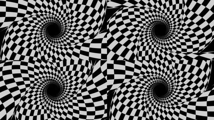 旋转的黑白棋盘格穿梭动画