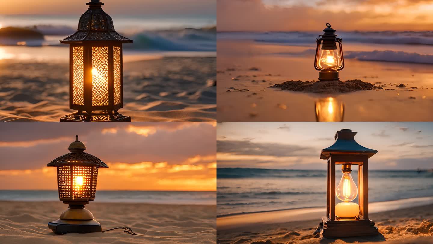 海滩上的孔明灯
