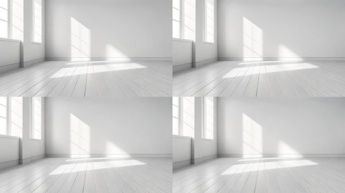 渲染的空房间白色墙壁和木地板