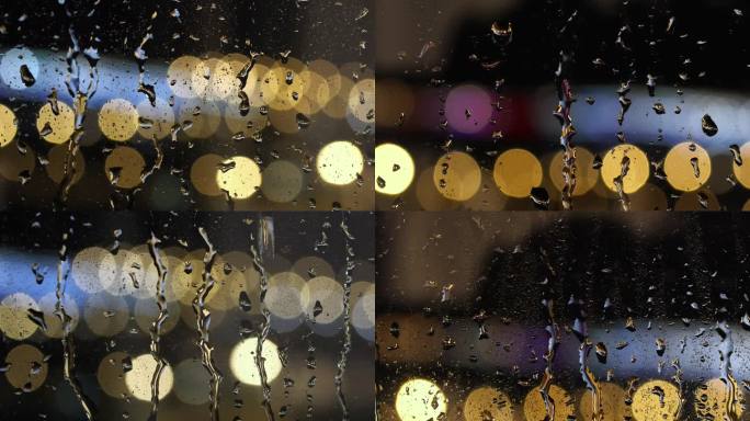 雨天雨夜唯美玻璃雨滴合集