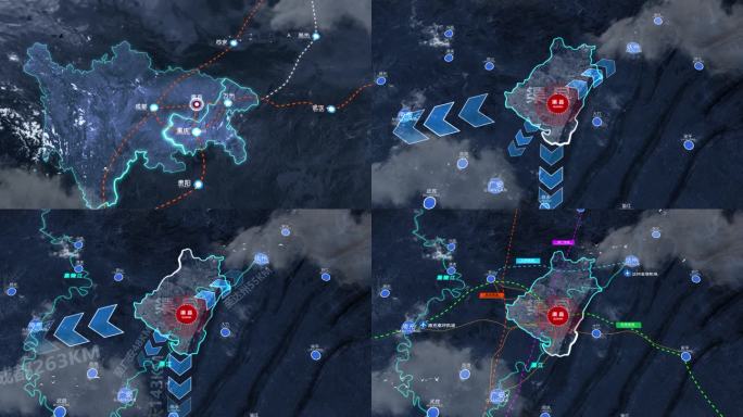 渠县四川达州渠县区位交通地理地图动画