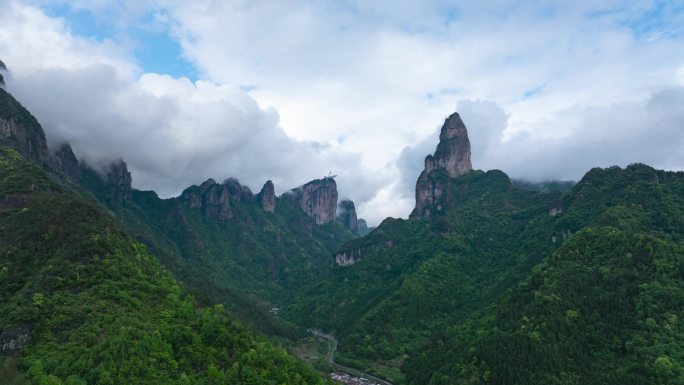 航拍神仙居景区延时摄影