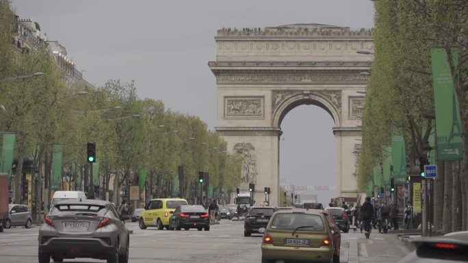Log原视频 | 法国巴黎凯旋门街景车流
