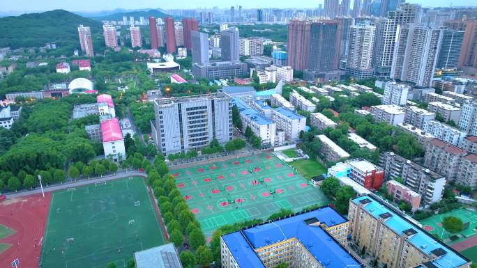 湖北武汉中国地质大学西区航拍洪山区校园大