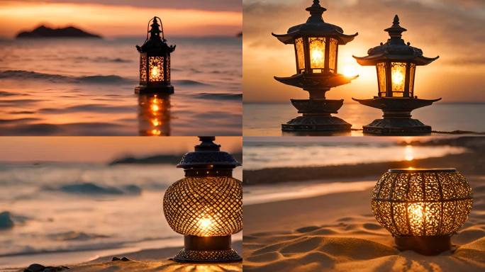 沙滩上的孔明灯