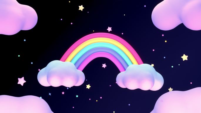 活泼快乐的彩虹云朵背景视频