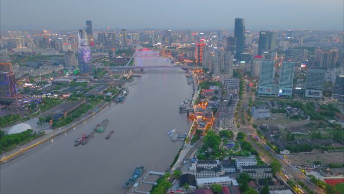 浙江省宁波市地标夜晚夜景车流航拍延时鄞州