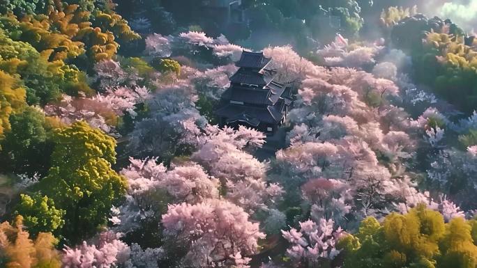 江苏省无锡鼋头渚樱花航拍太湖风景区国家湿