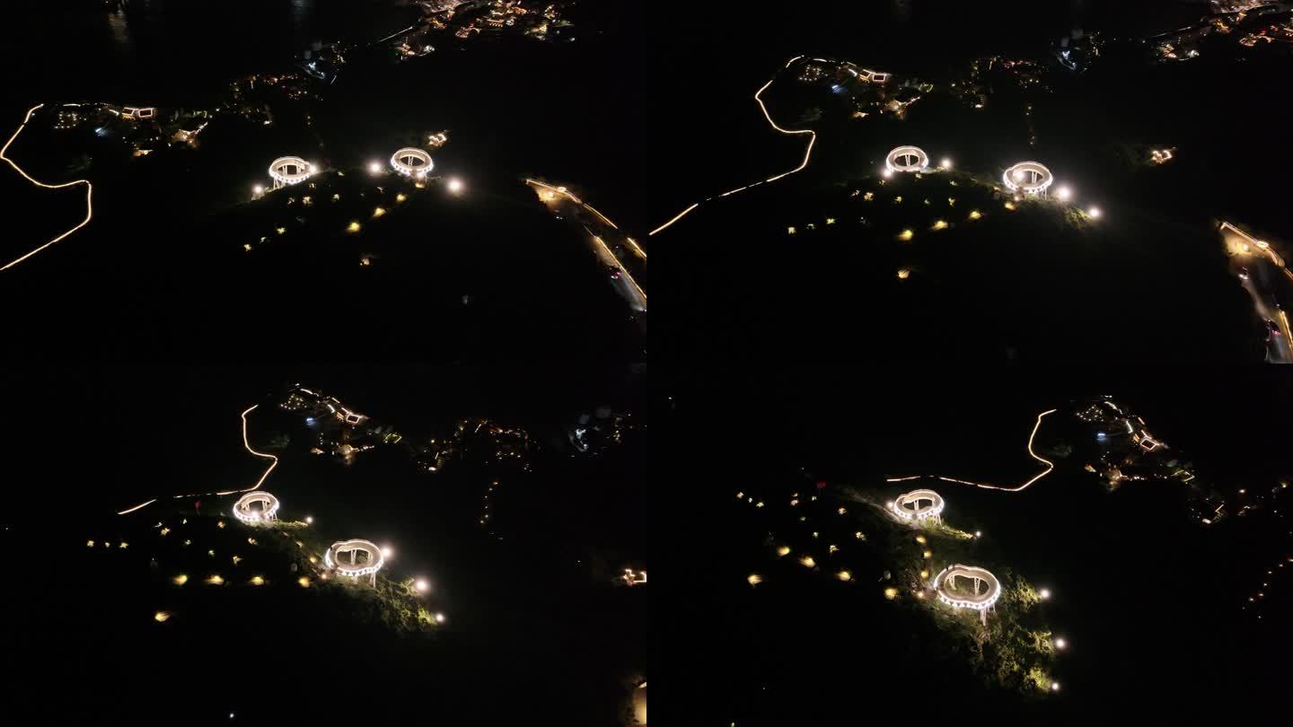 台州温岭石塘对戒观景平台夜景航拍