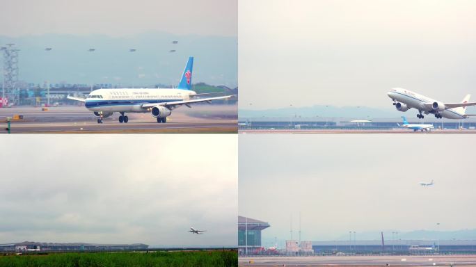 机场飞机滑行起飞降落空港国际机场塔台