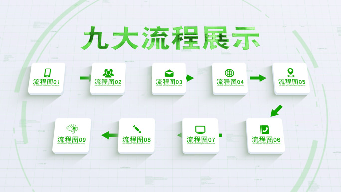 9大绿色分类简洁流程环保生态流程-无插件