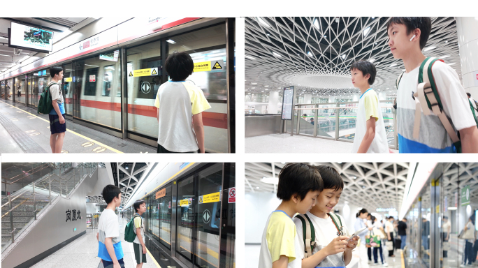 少年儿童孩子乘坐深圳地铁