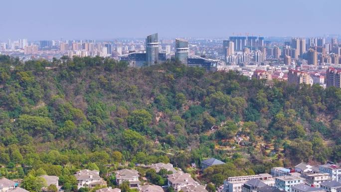 台州市椒江区大景全景航拍城市地标白云山飞