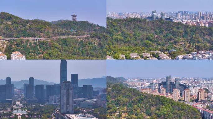 台州市椒江区大景全景航拍城市地标白云山飞