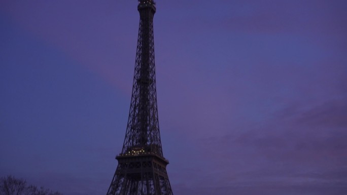 夕阳街景法国巴黎街景埃菲尔铁塔