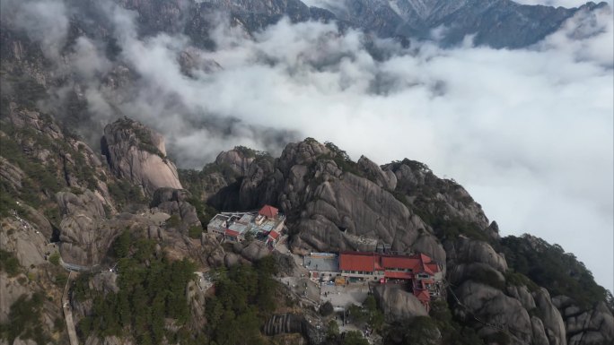 黄山云海航拍延时大自然风景风光视频素材