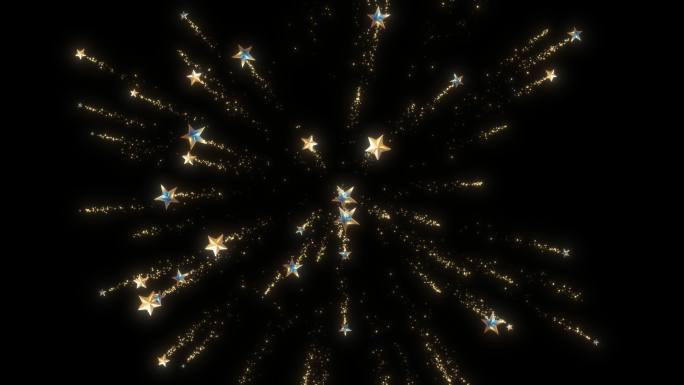 4K金色星形粒子爆炸拖尾透明素材