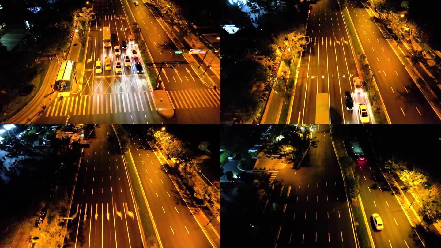 城市马路行驶的汽车夜景