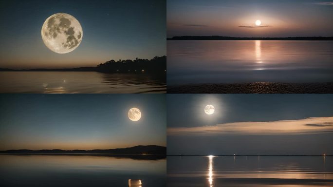 月亮升起明月中秋节超级月亮赏月延时摄影