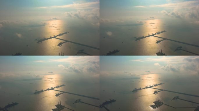 上海的海上日出航拍
