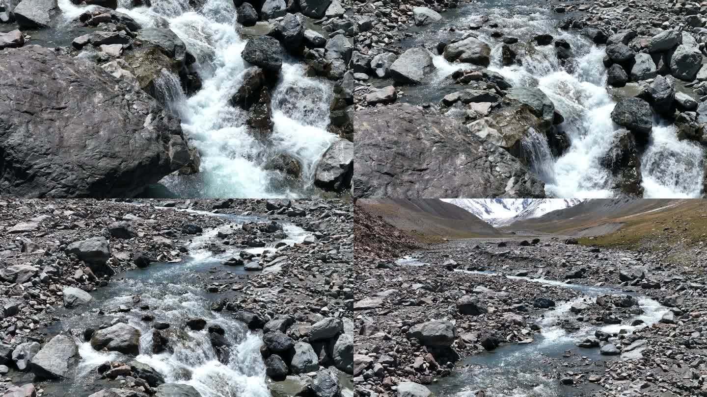 大自然冰川融水河流