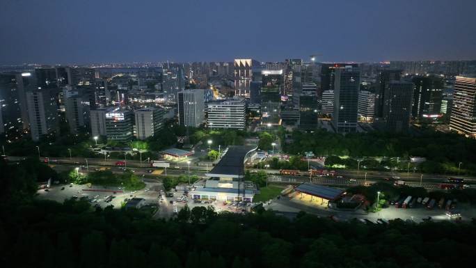 杭州下沙钱塘区 新加坡科技园 夜景亮灯