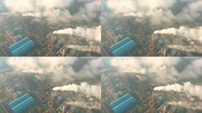 航拍 环境污染 工业气体排放  大烟囱4