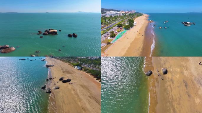 东海大海海边海水海浪沙滩海滩航拍风景唯美